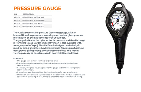 Apeks PRESSURE GAUGE