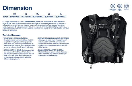 AquaLung Dimension Buoyancy Compensation Device (BCD)