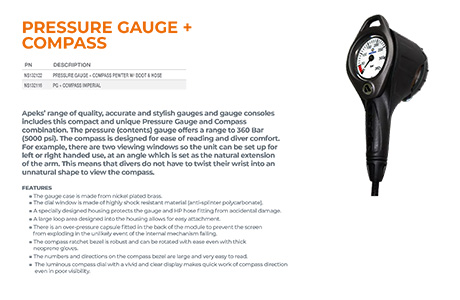 Apeks PRESSURE GAUGE COMPASS