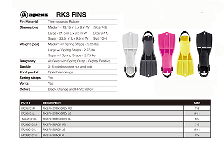 Apeks RK3 Dive Fins