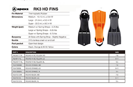 Apeks RK3 HD Dive Fins