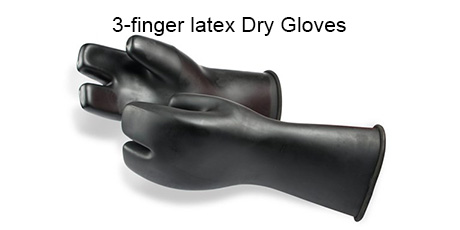 SI-TECH® Dry-Glove System Matching 3-Finger Latex Dry Gloves
